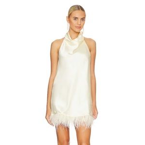 Weworewhat white feather halter dress